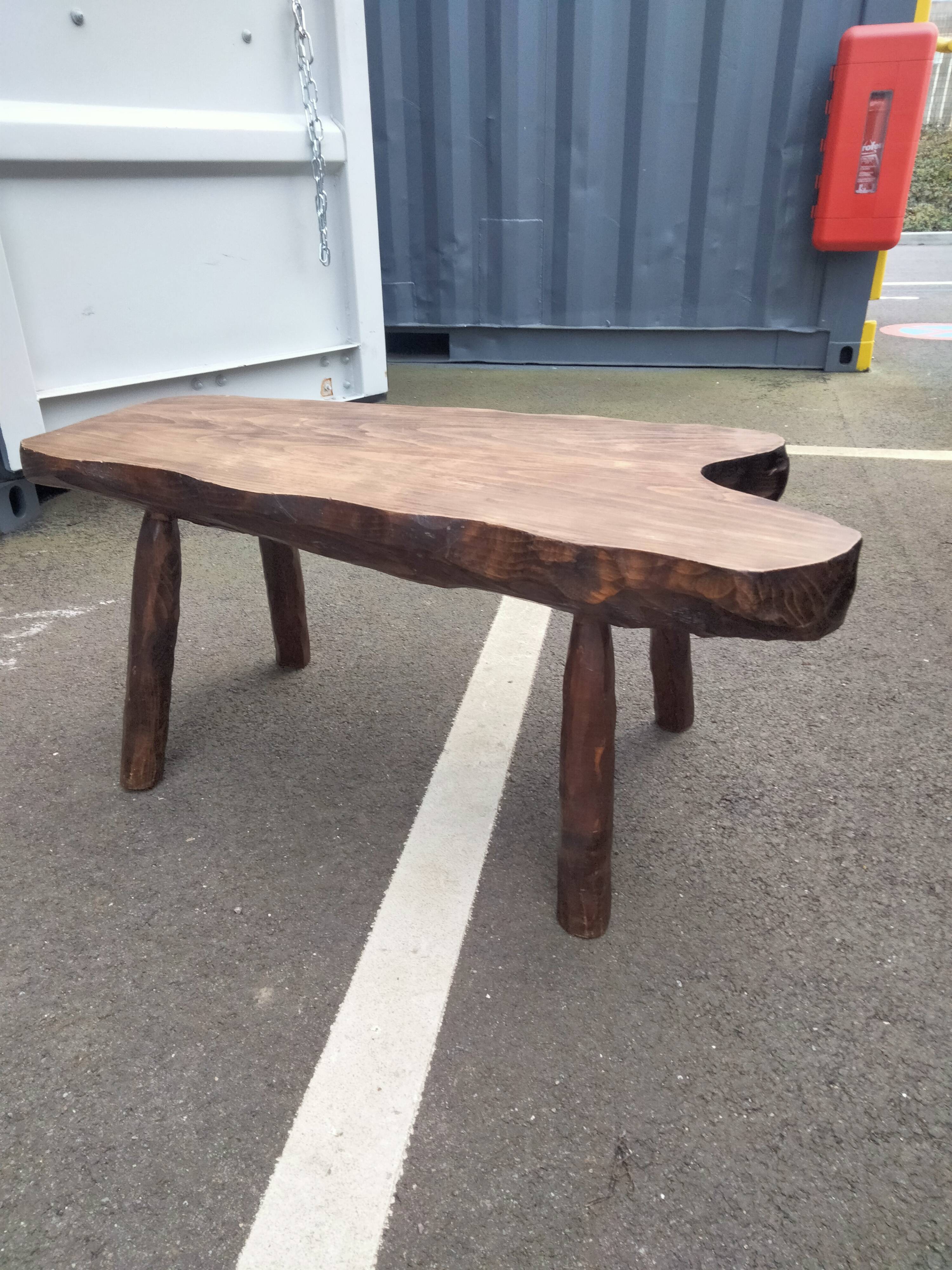 Old wooden side table vintage tree trunk décor