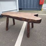 Old wooden side table vintage tree trunk décor