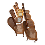 Wooden and rattan chairs