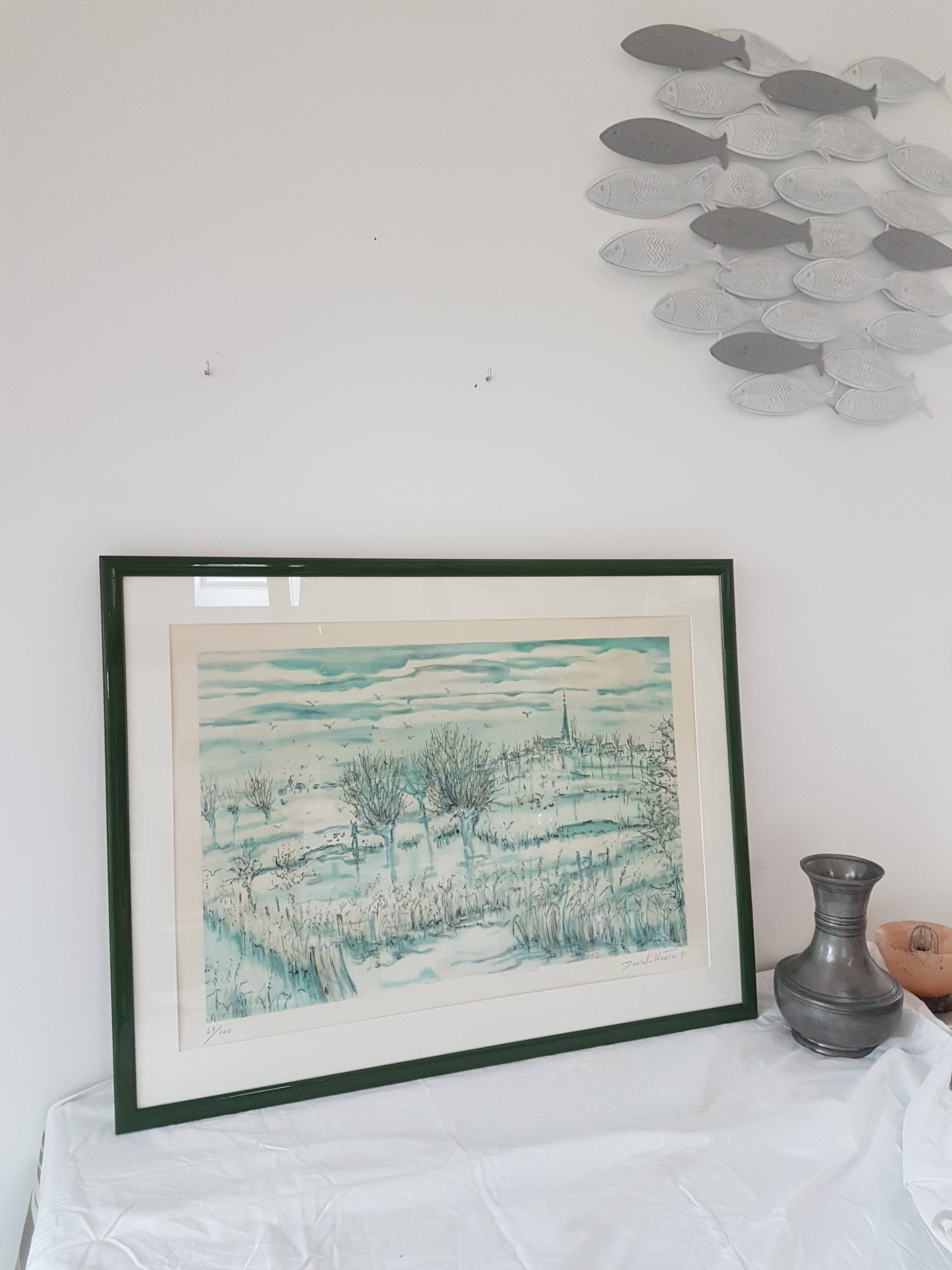 Aquarelle bocage normand signée