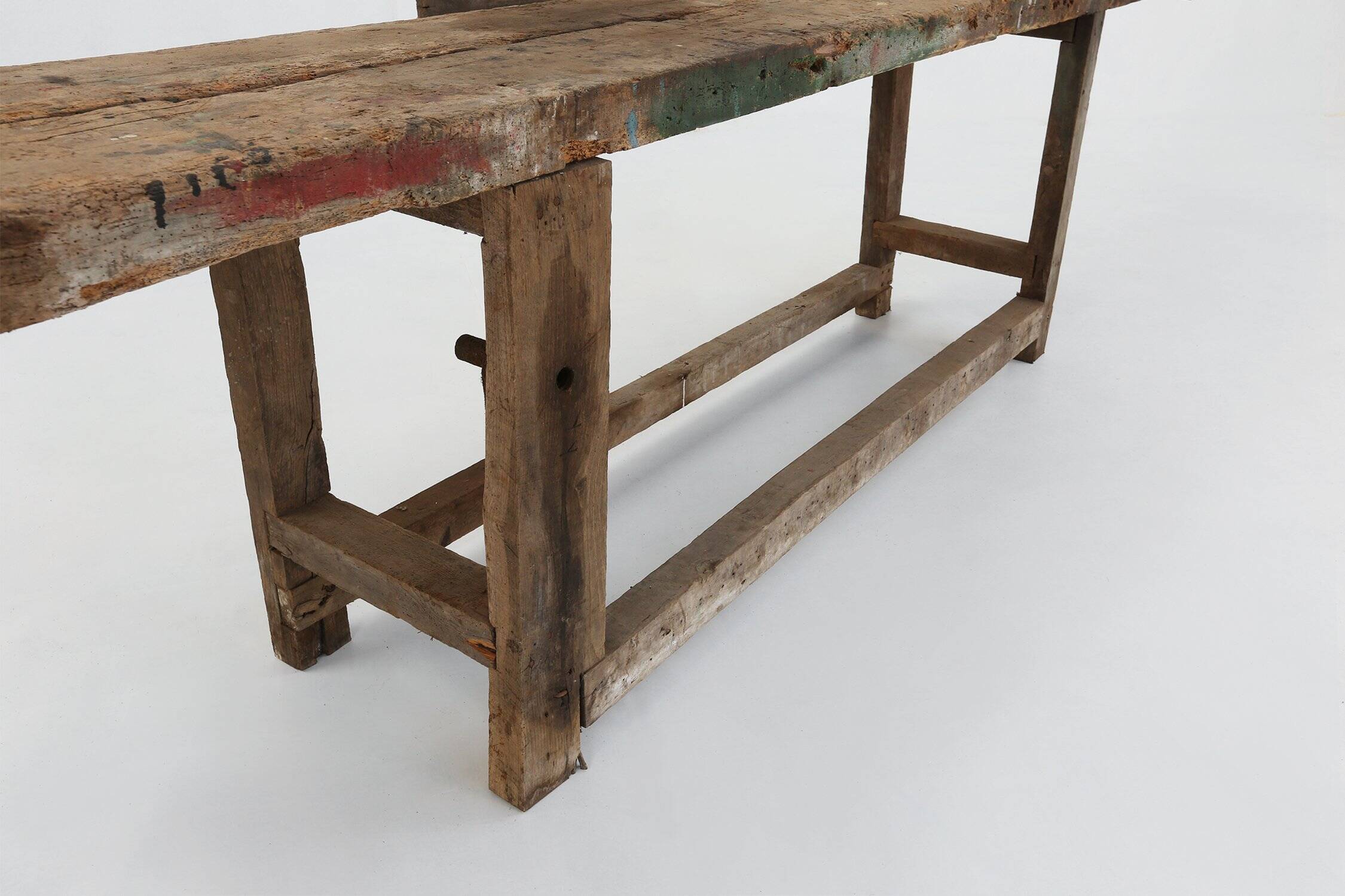 Industrial Oak Workbench with Exceptional Patina, Belgium ca. 1850