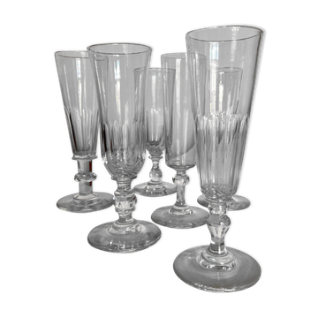 Set of 6 assorted 19th century flat-sided crystal champagne coupes