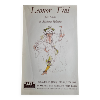 Exhibition poster, Leonor Fini, Madame Helvetius's Cats, 1986, 61 x 38 cm