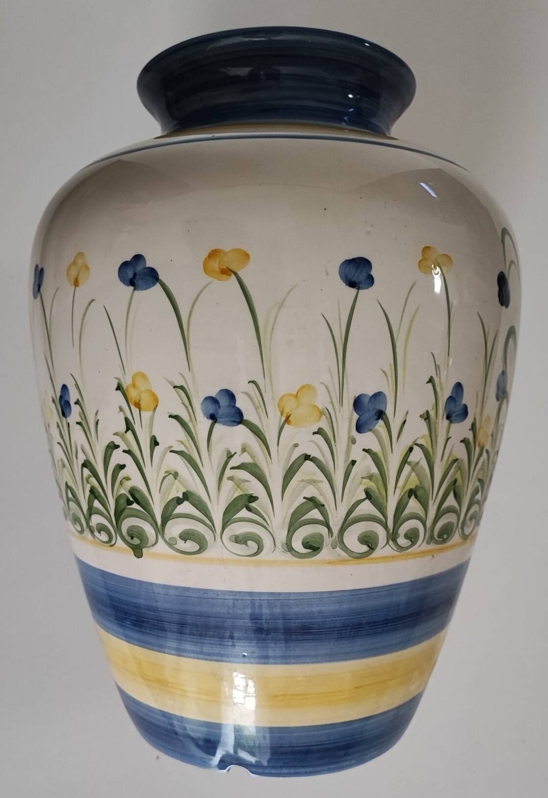 Hand-painted ceramic vase with floral decoration – H 33 cm
