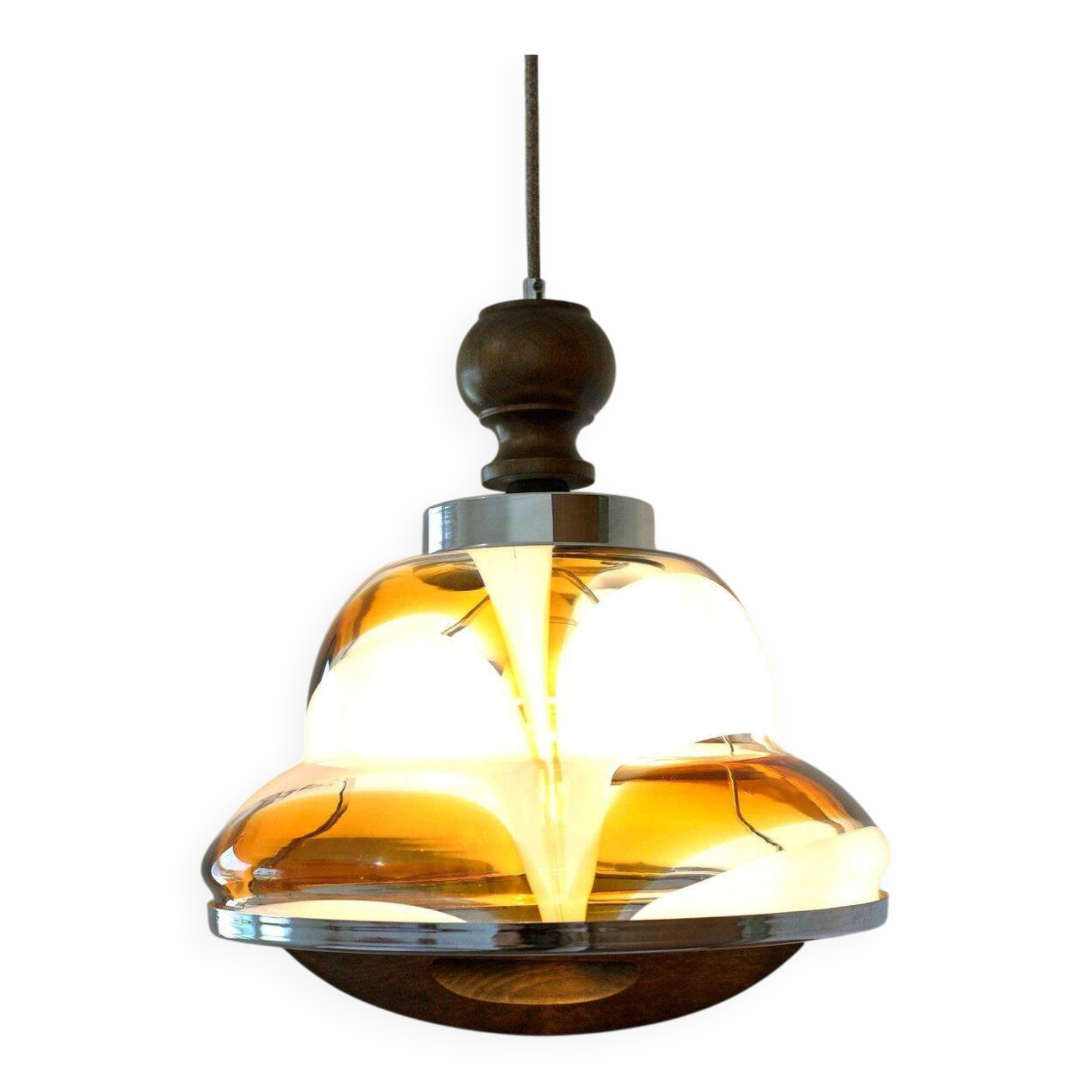 Vintage Murano Style Pendant Light | Hand Blown Opaline Glass | Mazzega Style | Mid Century Modern | Restored Yugoslav Chandelier