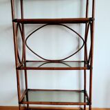 Large rattan and smoked glass shelf 1960