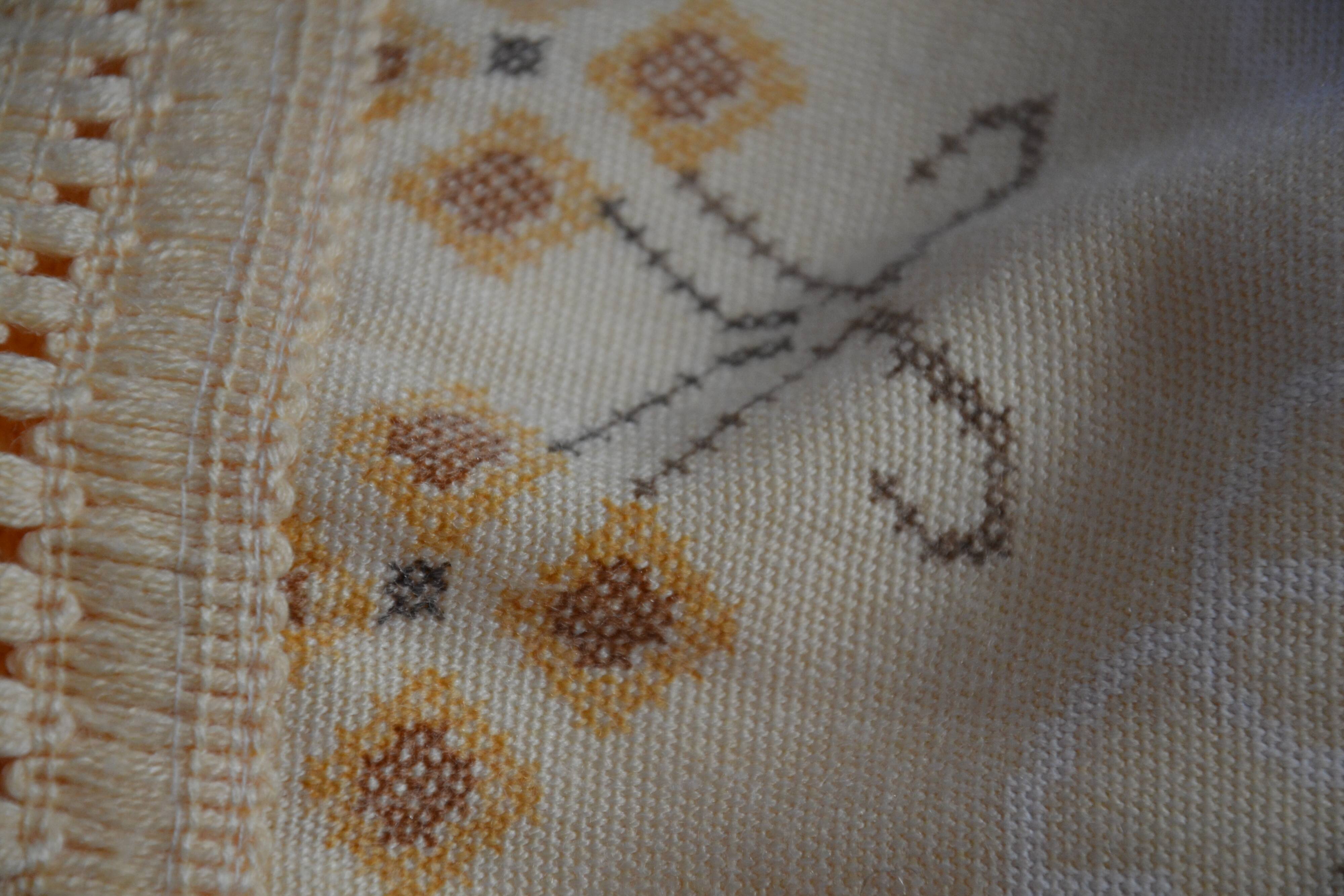 old cotton/linen tablecloth with fringes