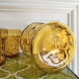 7 amber glasses and carafe Italy 70s