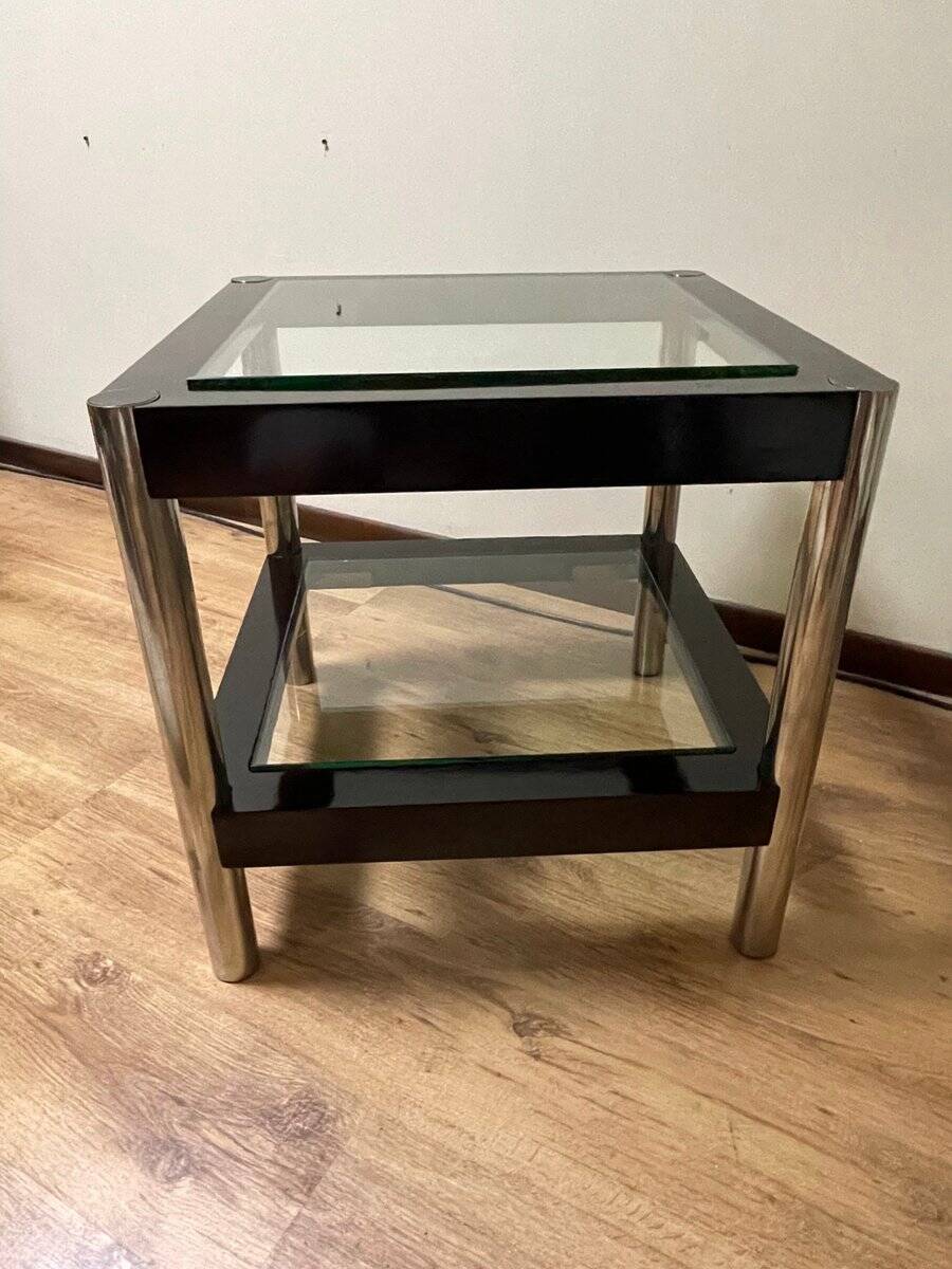 Modern coffee table with glass shelves, 1970s