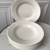 Set of 8 hollow plates Digoin Sarreguemines model Alphabet relief beige 40s