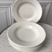 Set of 8 hollow plates Digoin Sarreguemines model Alphabet relief beige 40s