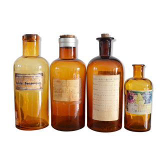 Set of 4 pharmacy/apothecary bottles