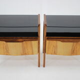 1960s pair of restored bedside tables, czechoslovakia