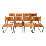 German vintage leather cantilever chairs S33 by Mart Stam for Thonet, set of 8