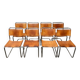 German vintage leather cantilever chairs S33 by Mart Stam for Thonet, set of 8