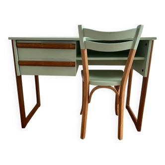 Vintage desk and Baumann-style chair carefully restored
