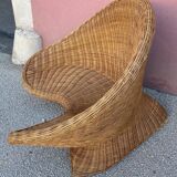 1970s rattan lotus meditation chair