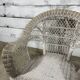 Vintage white rattan armchair