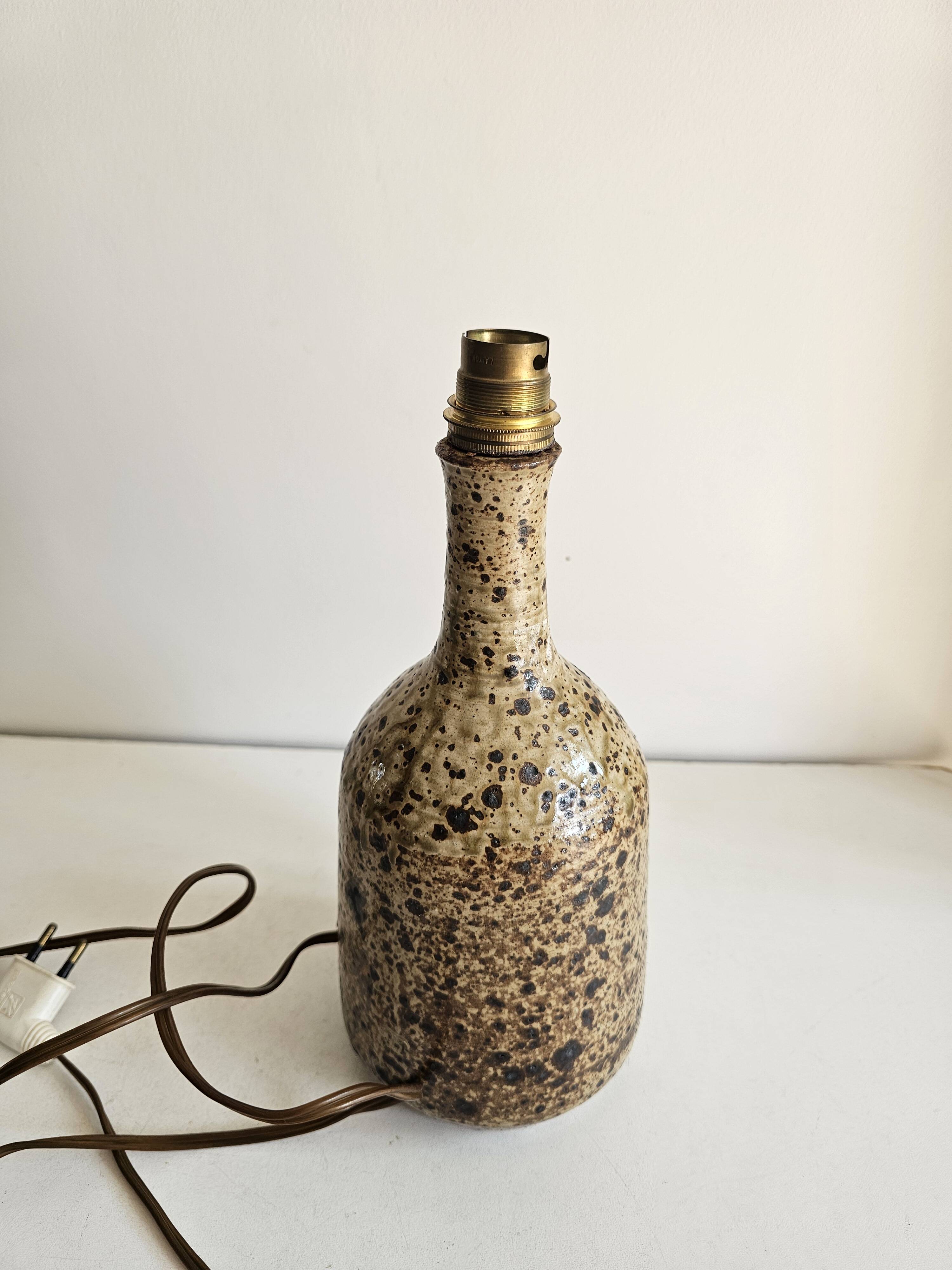 Ceramic lamp base in pyrite stone signed Alain Prudhomme