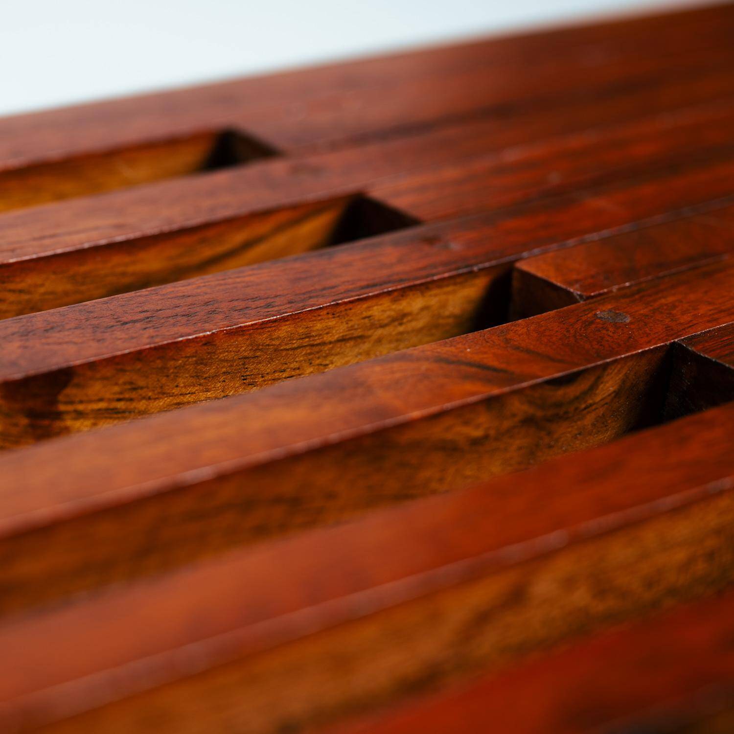 Extendable vintage teak slat bench