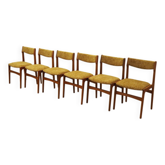 Set of six teak chairs, Danish design, 1970s, production: Denmark