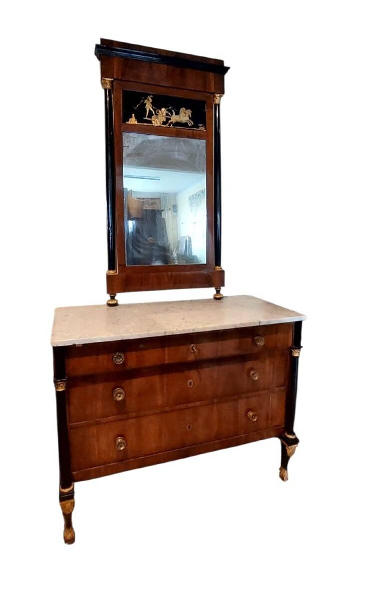 Commode Empire avec miroir - Italie du début du XIXe siècle (Lucca)