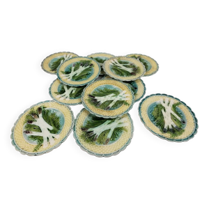 Service D'assiettes À - barbotine asperges