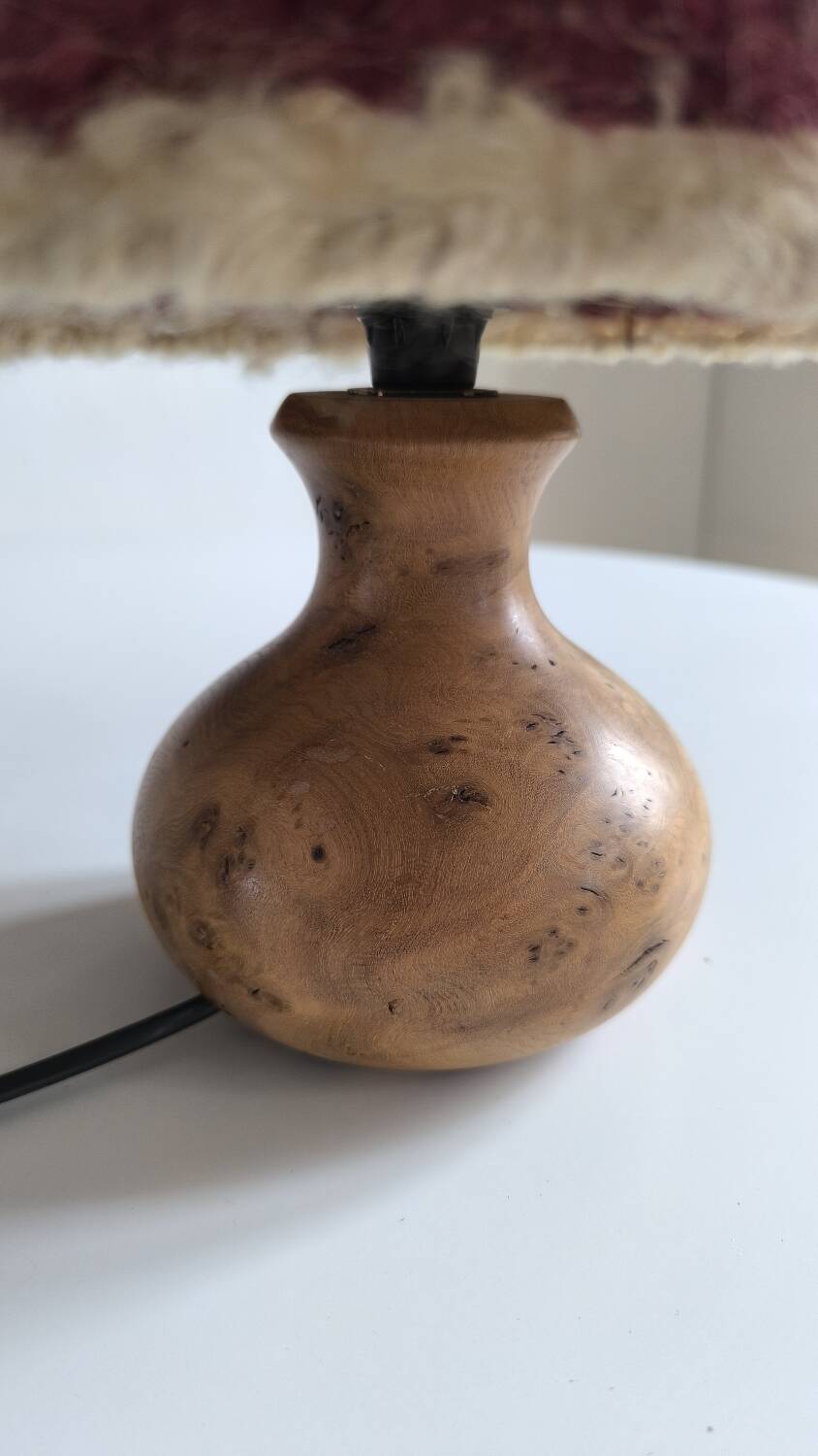 1950s burl wood table lamp