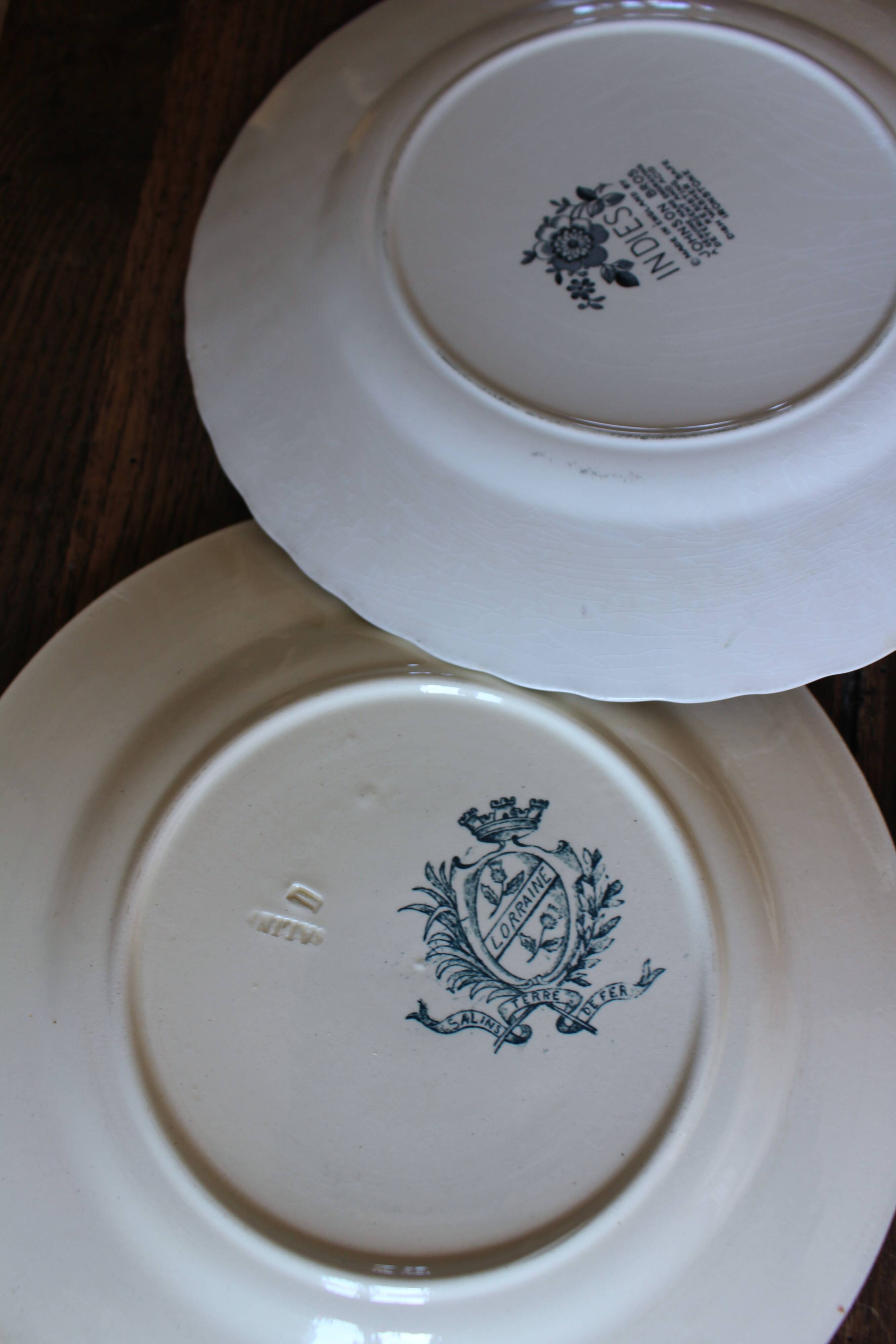 6 flat plates La Lorraine Salins Gien English Indies