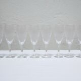Series of 10 vintage crystal champagne flutes