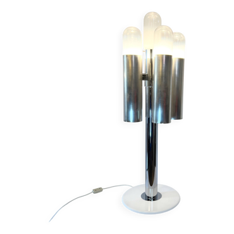 Carlo Nason style "Space Age" floor lamp, chrome & Murano, 1970s