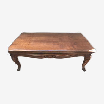 Table de salon rectangulaire en bois hêtre verni merisier