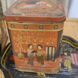 Vintage white metal tea boxes