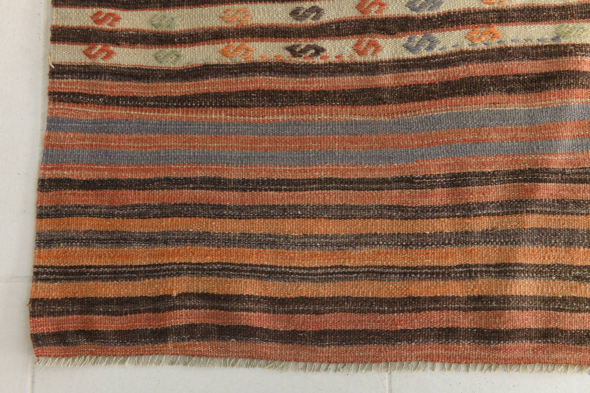 168x217 Tile Color Kilim Rug, Livin Room Rug, 6x7 Antique Vintage Kilim