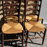 Set of mulched chairs with a straight back