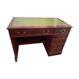 Bureau en acajou avec plateau en cuir vert, 1960s