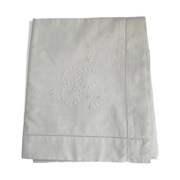 Embroidered linen pillowcase
