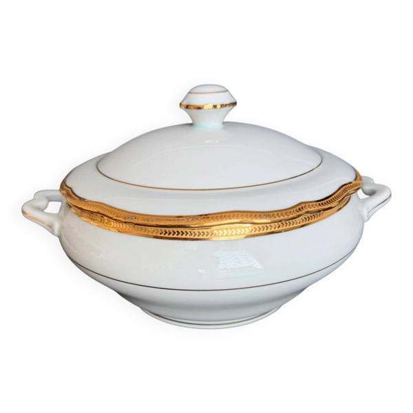 Soupière en porcelaine fine blanche de Limoges