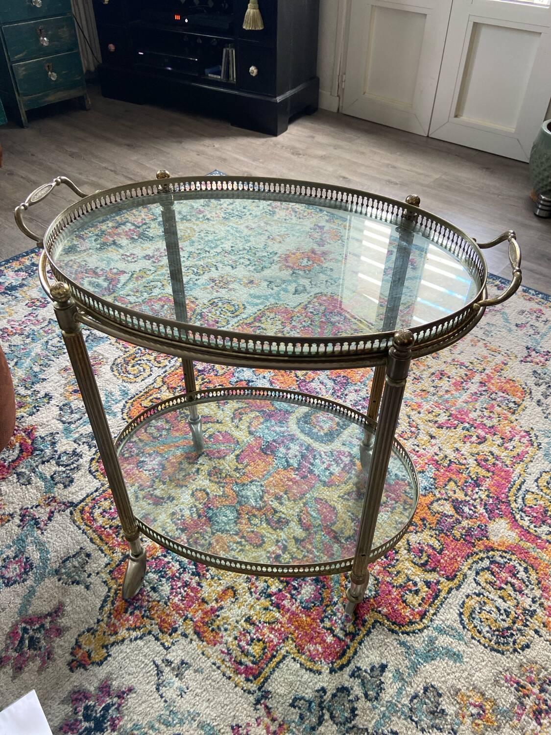 Glass and meral coffee table