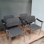 Suite of 4 contemporary armchairs in chrome-plated metal