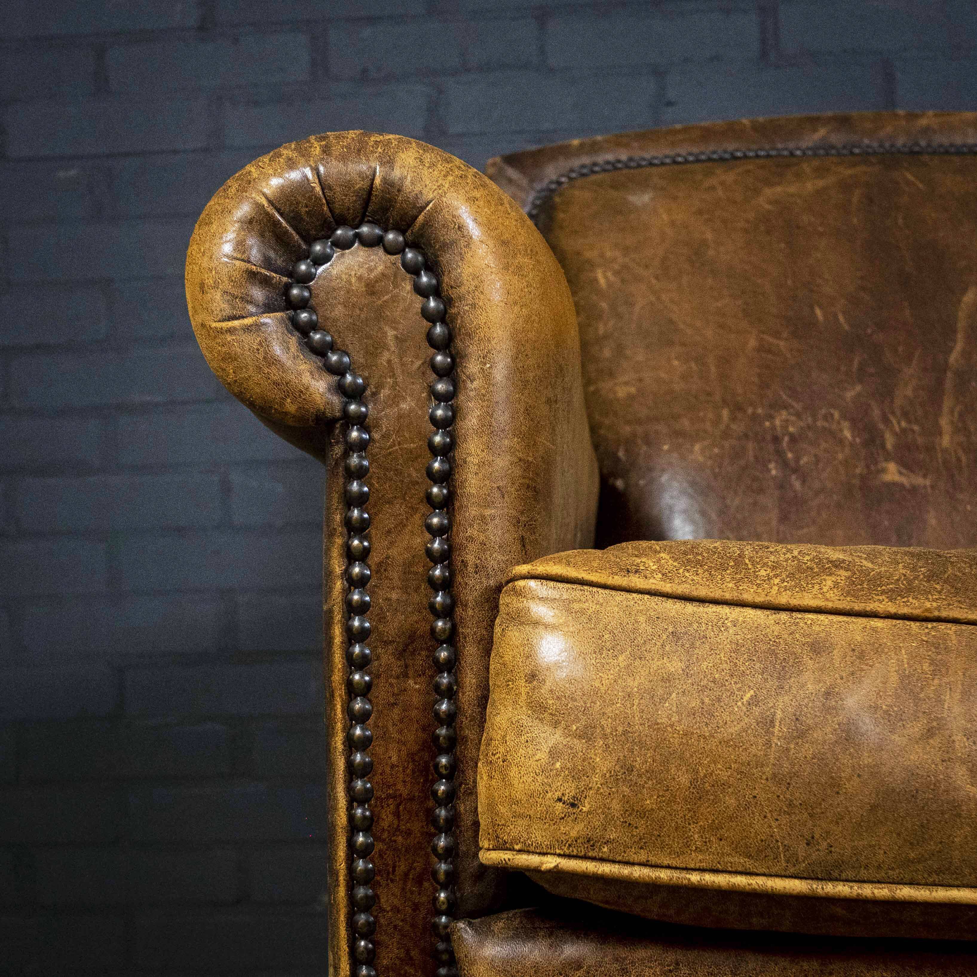 Vintage sheep leather clubchair