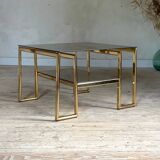 Vintage gold metal and smoked glass coffee table