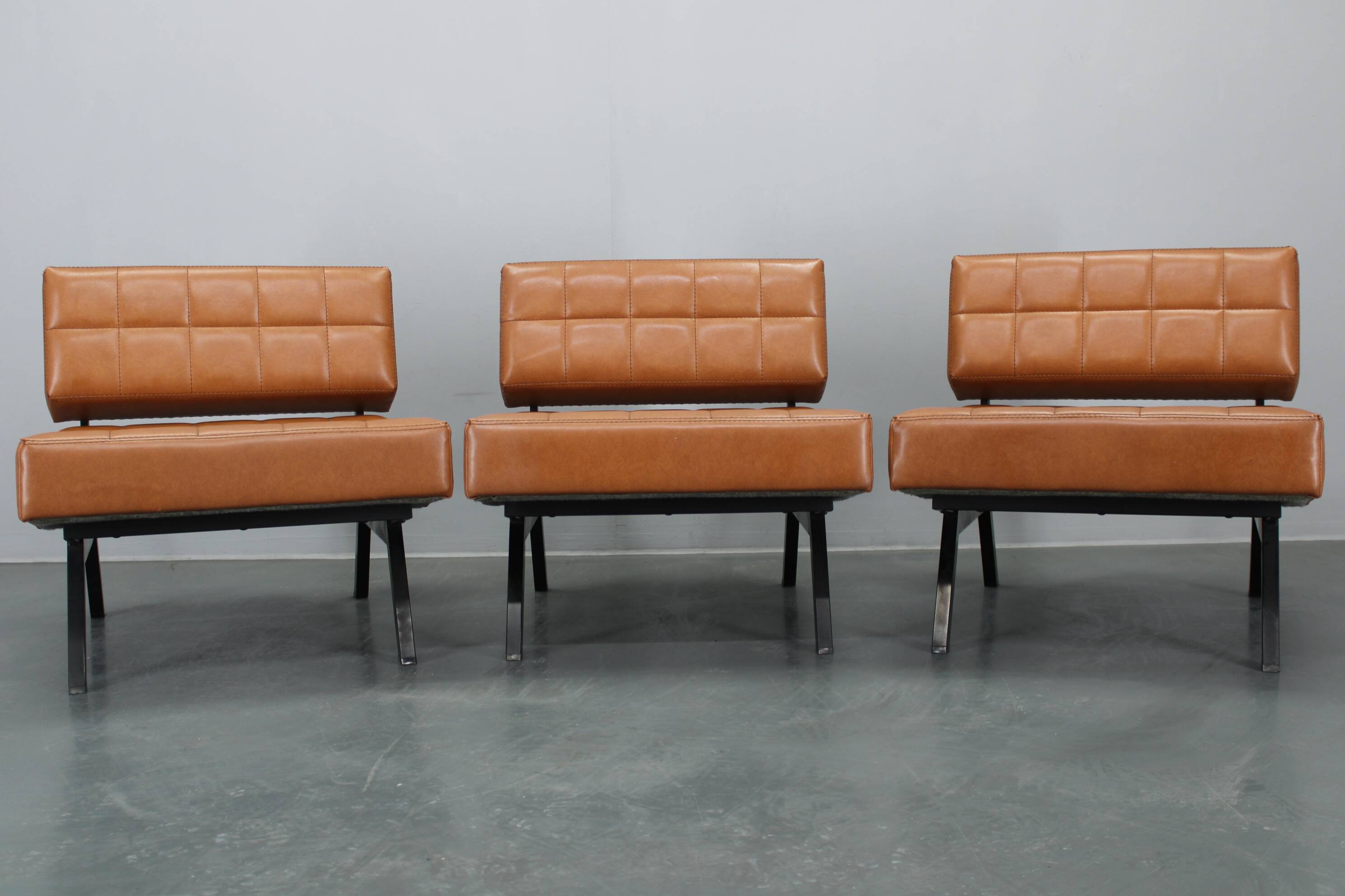 1970s Brevetti IPE Set Of Three RARE Convertible Lounge Chairs, Italy