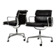 Black leather chairs with soft padding by Charles & Ray Eames for ICF, 1970s, set of 2