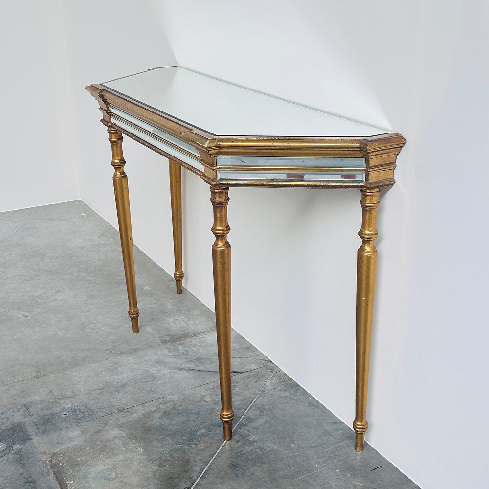 Deknudt mirrored console table and matching octagonal mirror, Belgium, 1980s