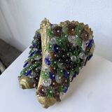 Pair of Art Nouveau bronze and Murano glass wall lights