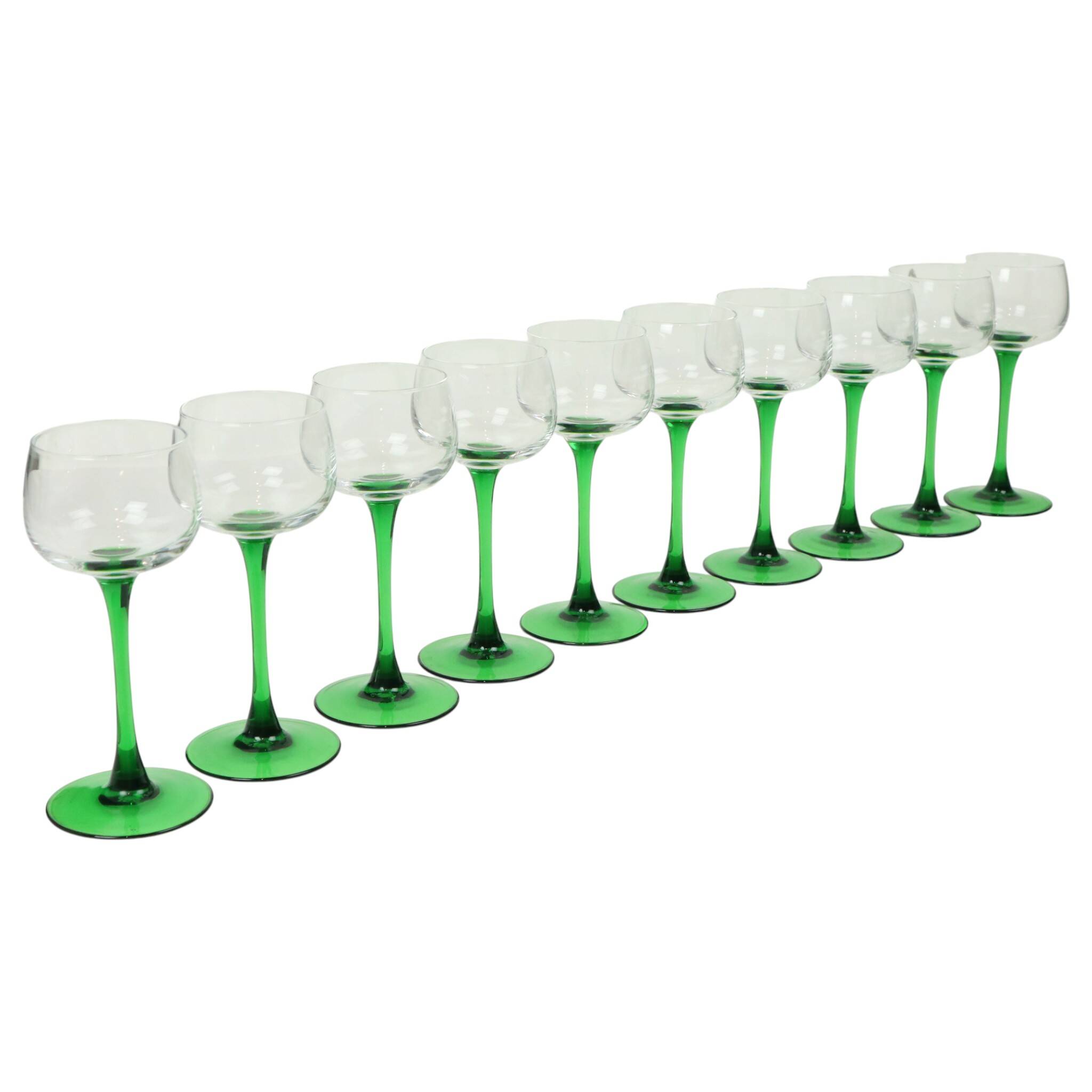 Lot de 10 verres à vin d'Alsace Vintage Luminarc Base Verte