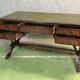 Folding desk English 50s mahogany and leather