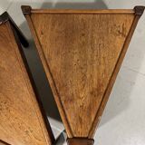 Brutalist triangular shaped oak coffee side tables 1970’s