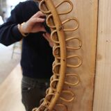 Vintage rattan mirror from Italy attributed to Franco Albini